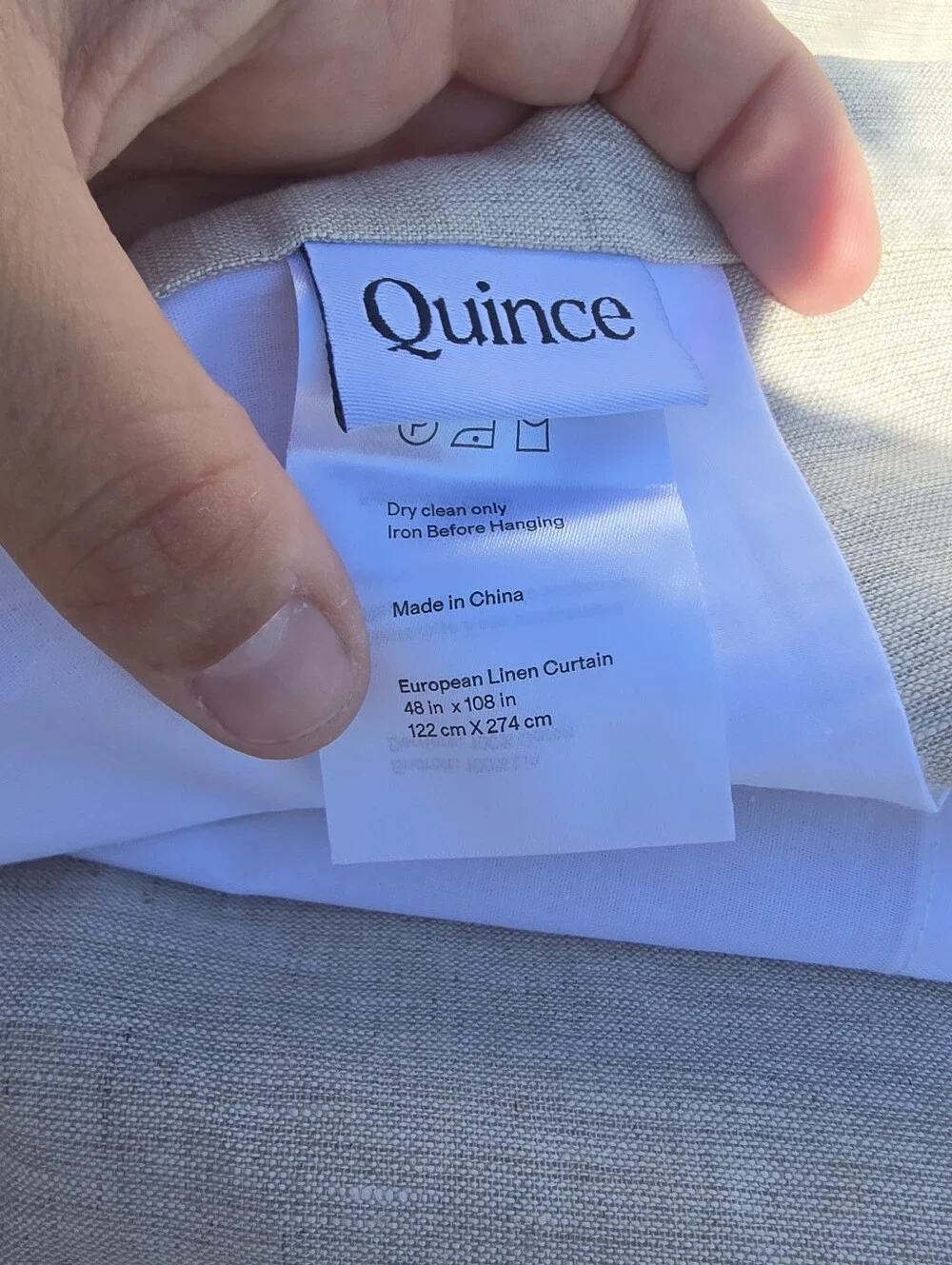 Quince 48x108 European Linen Light Filtering Flax 1 Panel Curtain 48